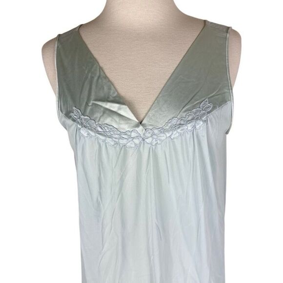 Vintage 80s Vanity Fair Blue Nightgown Lingerie Slip Dress Babydoll Size Medium - Picture 3 of 10